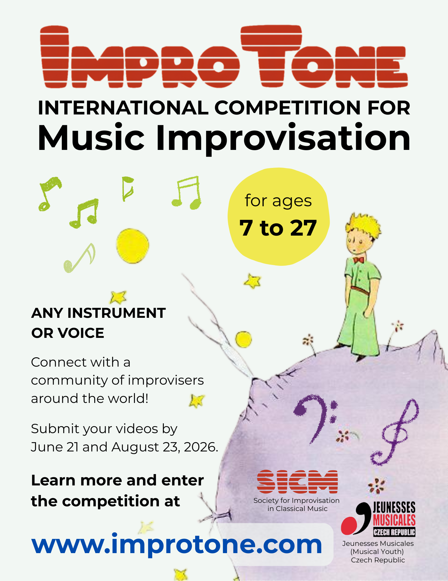 Graphic with illustration of the Little Prince and competition information