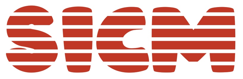 SICM logo - red rounded block letters with the suggestion of musical staff lines